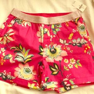 Bright pink floral design gap kids shorts